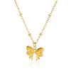 Women's Luxury Stainless Steel And Copper Zircon Necklace Set With Diamonds In Heart Shape And Bow Pattern