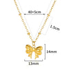 Women's Luxury Stainless Steel And Copper Zircon Necklace Set With Diamonds In Heart Shape And Bow Pattern