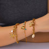 Women's Luxury Stainless Steel 18K Gold Plated Scallop Starfish Pearl Geometric Bracelet With Vacuum Plating In Furnace Process