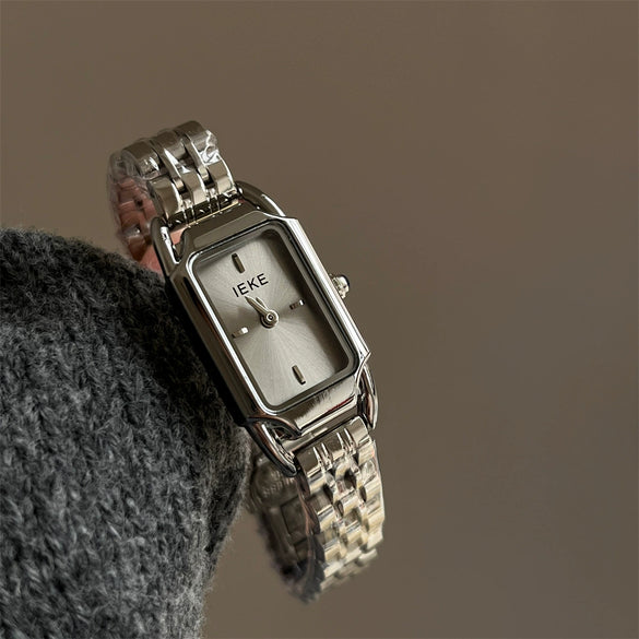 Women's Luxury Steel Band Quartz Watch Gray Silver Simple Elegant Cold Style