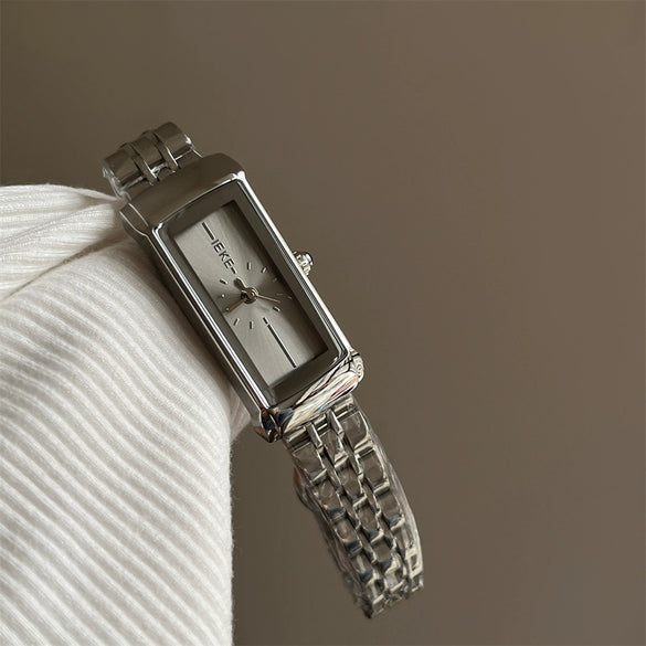 Women's Luxury Steel Band Quartz Watch Gray Silver Simple Elegant Cold Style