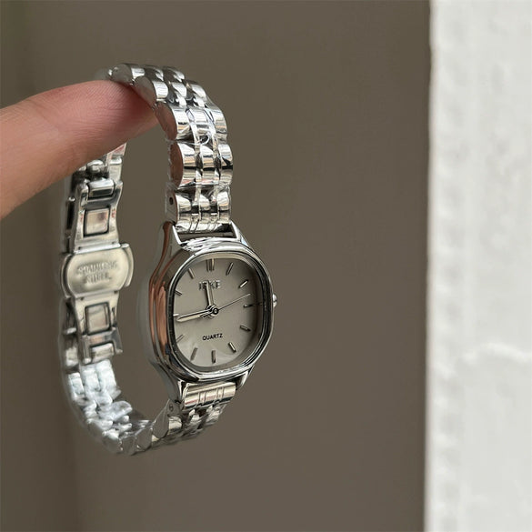 Women's Luxury Steel Band Quartz Watch Gray Silver Simple Elegant Cold Style
