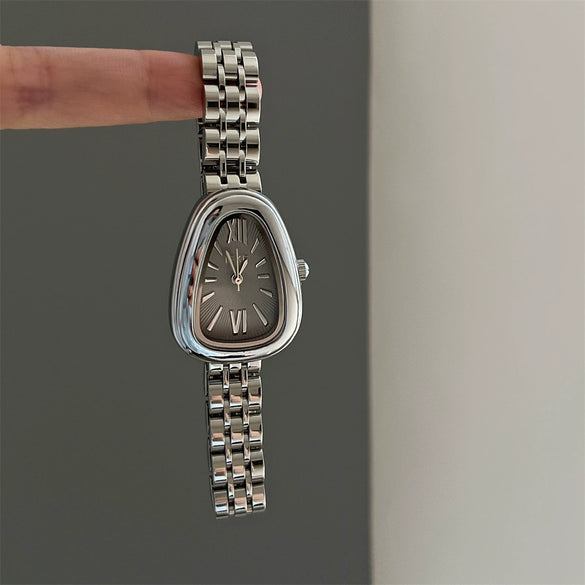 Women's Luxury Steel Band Quartz Watch Gray Silver Simple Elegant Cold Style