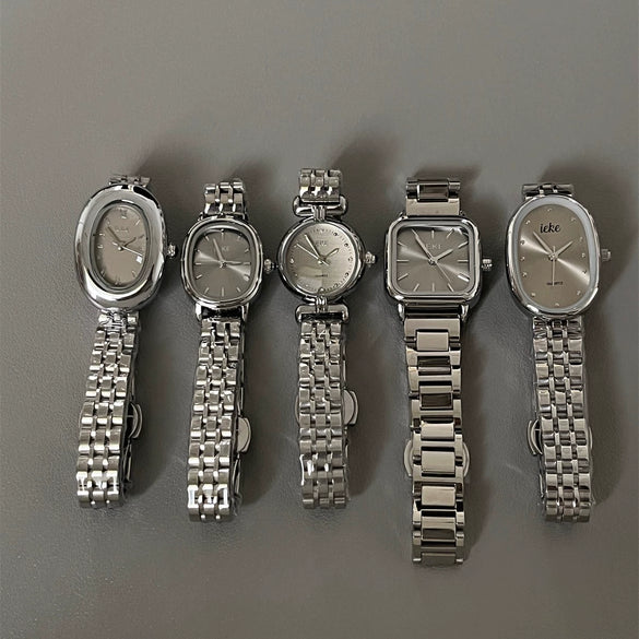 Women's Luxury Steel Band Quartz Watch Gray Silver Simple Elegant Cold Style