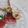 Women's Luxury Strawberry Pattern Titanium Steel Necklace With Pearl Furnace Vacuum Plating 18K Real Gold