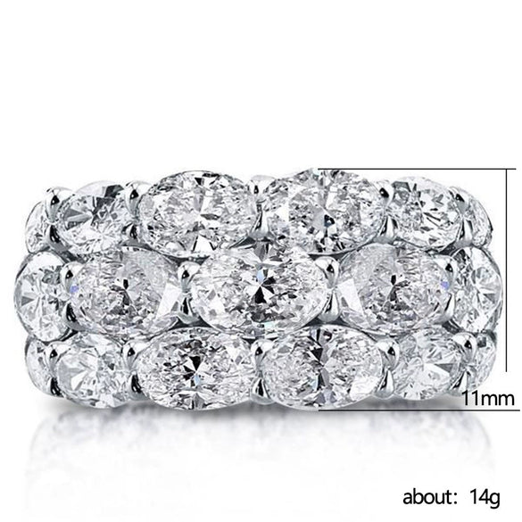 Women's Luxury Three Row Zircon Ring Copper Geometric Style