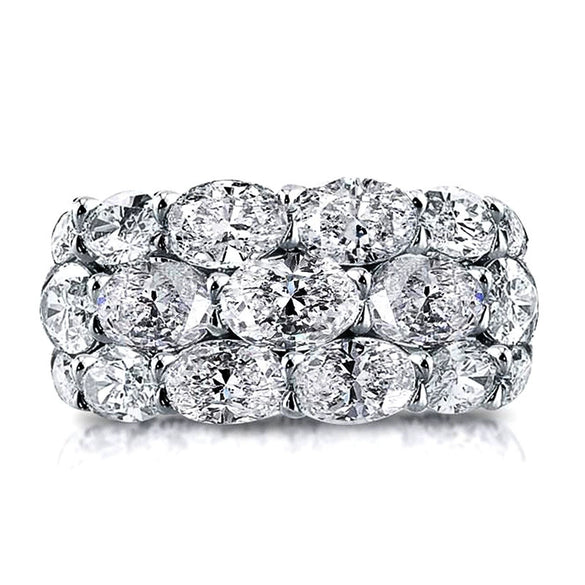 Women's Luxury Three Row Zircon Ring Copper Geometric Style