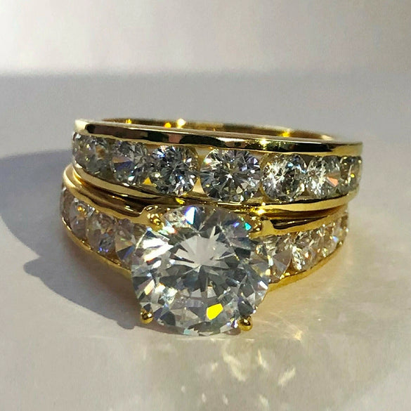Women's Luxury Wedding Ring Copper Gold Plated With Zircon And Geometric Design