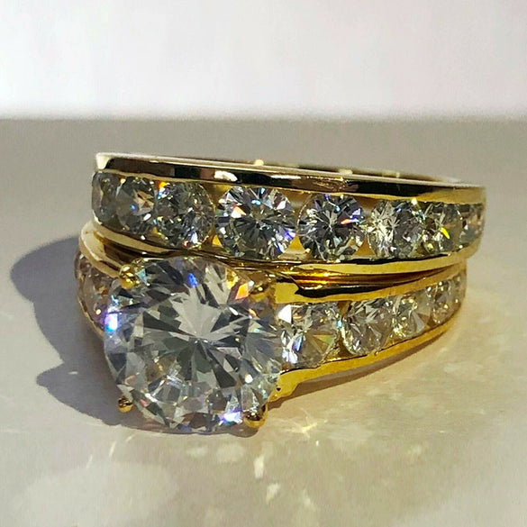 Women's Luxury Wedding Ring Copper Gold Plated With Zircon And Geometric Design