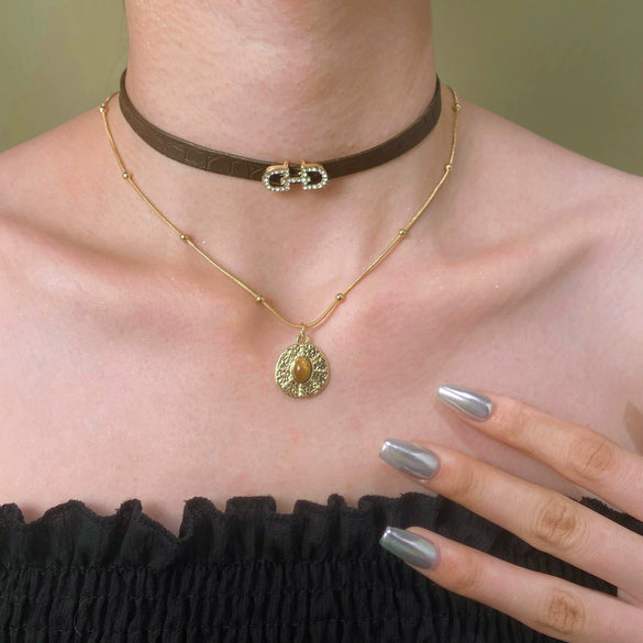 Women's Maillard Style Geometric Alloy Stacked Pendant Necklace With Electroplating