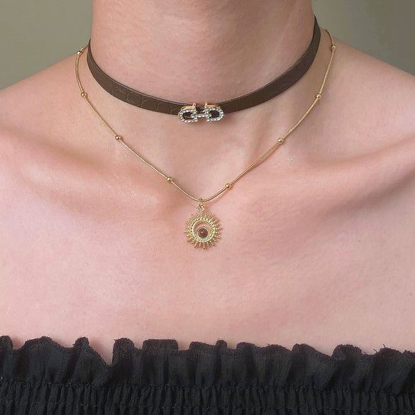 Women's Maillard Style Geometric Alloy Stacked Pendant Necklace With Electroplating