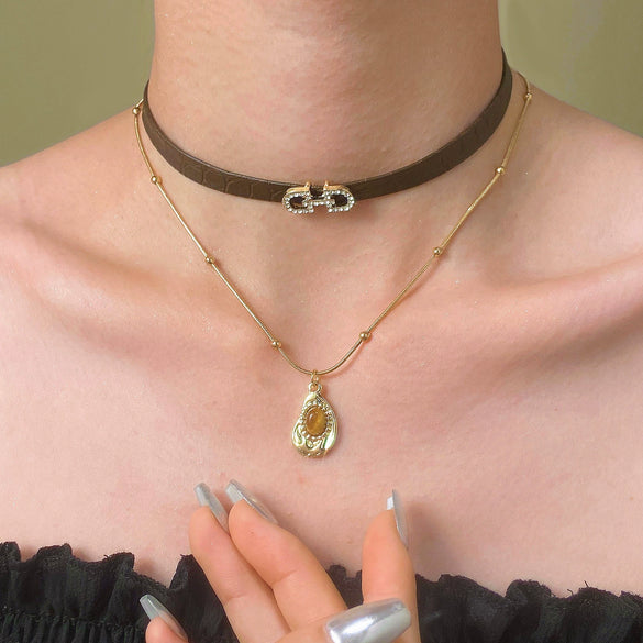 Women's Maillard Style Geometric Alloy Stacked Pendant Necklace With Electroplating