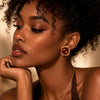 Women's Maillard Style Geometric Resin Earrings With Stainless Steel Posts And Pvd Real Gold Plated Finish