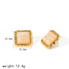 Women's Maillard Style Geometric Resin Earrings With Stainless Steel Posts And Pvd Real Gold Plated Finish