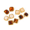 Women's Maillard Style Geometric Resin Earrings With Stainless Steel Posts And Pvd Real Gold Plated Finish