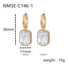 Women's Maillard Style Geometric Stainless Steel Electroplated Square Zircon Titanium Steel Earrings