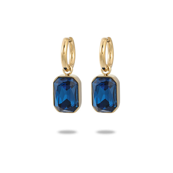 Women's Maillard Style Geometric Stainless Steel Electroplated Square Zircon Titanium Steel Earrings