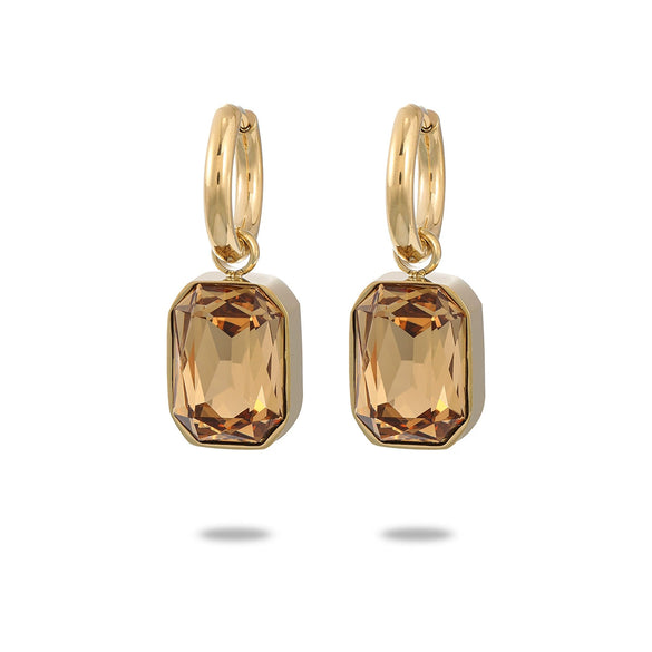 Women's Maillard Style Geometric Stainless Steel Electroplated Square Zircon Titanium Steel Earrings