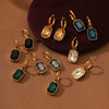 Women's Maillard Style Geometric Stainless Steel Electroplated Square Zircon Titanium Steel Earrings