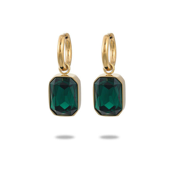 Women's Maillard Style Geometric Stainless Steel Electroplated Square Zircon Titanium Steel Earrings