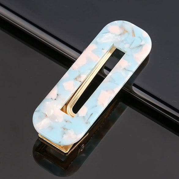 Women's Marble Acetate Hair Clip Set Sculpted Leopard Print Geometric Side Clips For Hair Accessories