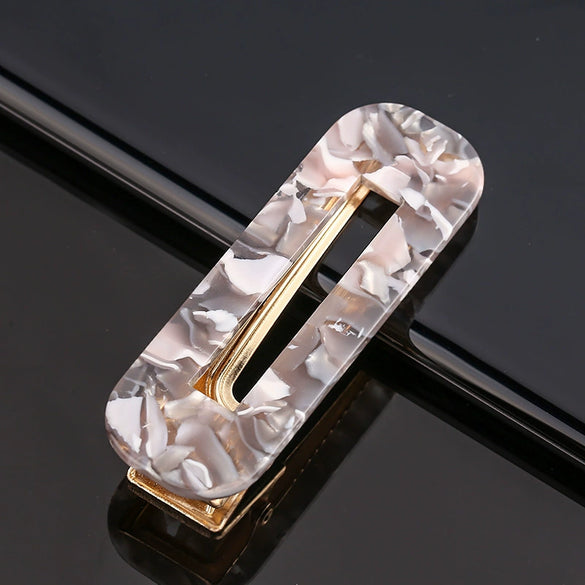 Women's Marble Acetate Hair Clip Set Sculpted Leopard Print Geometric Side Clips For Hair Accessories