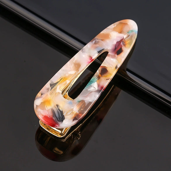 Women's Marble Acetate Hair Clip Set Sculpted Leopard Print Geometric Side Clips For Hair Accessories
