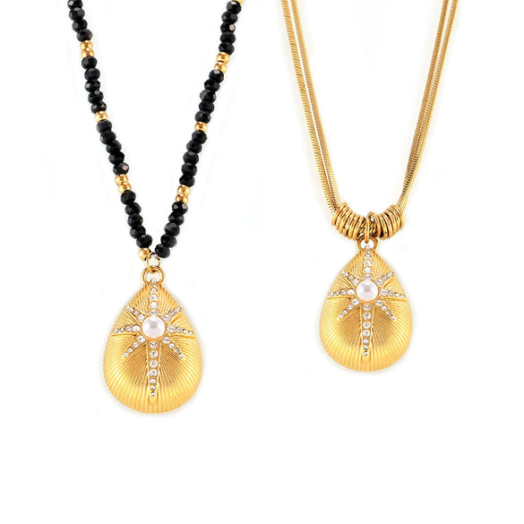 Women's Marine Shell Texture Eight Mans Star Diamond Pendant Necklace With Stainless Steel And Titanium Steel Geometric Styling Electroplating Process