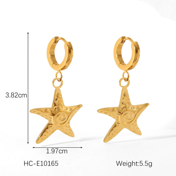 Women's Marine Stainless Steel Earrings With Crab Starfish Scallop Shapes And Electroplating Design