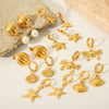 Women's Marine Stainless Steel Earrings With Crab Starfish Scallop Shapes And Electroplating Design