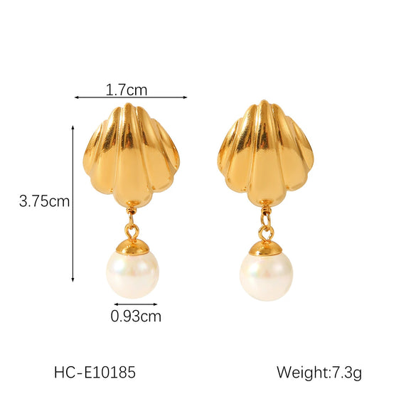 Women's Marine Stainless Steel Earrings With Crab Starfish Scallop Shapes And Electroplating Design