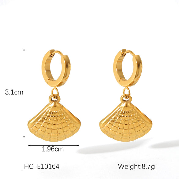 Women's Marine Stainless Steel Earrings With Crab Starfish Scallop Shapes And Electroplating Design