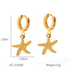 Women's Marine Stainless Steel Earrings With Crab Starfish Scallop Shapes And Electroplating Design