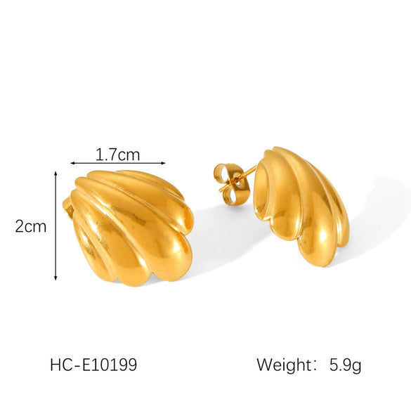 Women's Marine Stainless Steel Earrings With Crab Starfish Scallop Shapes And Electroplating Design