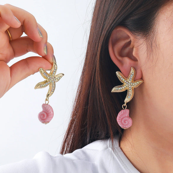 Women's Marine Style Resin And Zinc Alloy Geometric Earrings With Electroplating