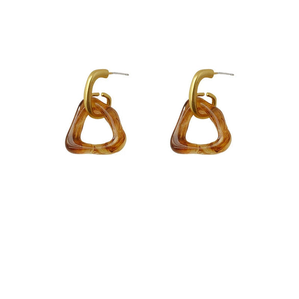 Women's Matte Acrylic Geometric Triangle Hollow Earrings With Electroplated Finish Minimalist Fashion Jewelry