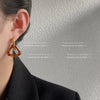 Women's Matte Acrylic Geometric Triangle Hollow Earrings With Electroplated Finish Minimalist Fashion Jewelry