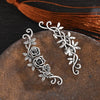 Women's Medieval Copper Stud Earrings With Flower And Leaf Pattern Electroplated Niche Style