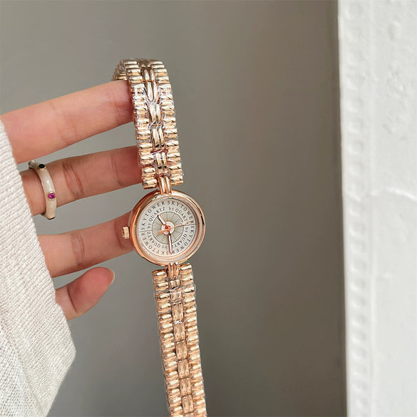 Women's Medieval Style Alloy Disc Wheat Bracelet Quartz Watch