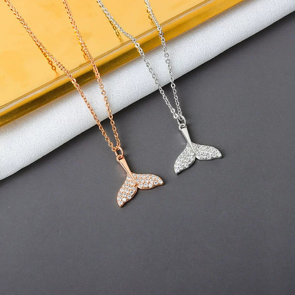 Women's Mermaid Pendant Necklace With Mixed Gem Inlay In 925 Sterling Silver Electroplated Clavicle Chain Animal Zodiac Style