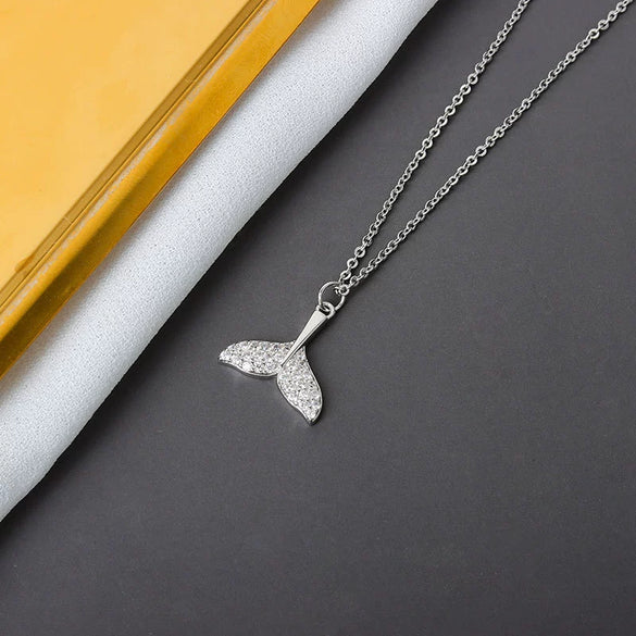 Women's Mermaid Pendant Necklace With Mixed Gem Inlay In 925 Sterling Silver Electroplated Clavicle Chain Animal Zodiac Style