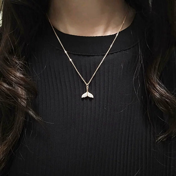Women's Mermaid Pendant Necklace With Mixed Gem Inlay In 925 Sterling Silver Electroplated Clavicle Chain Animal Zodiac Style