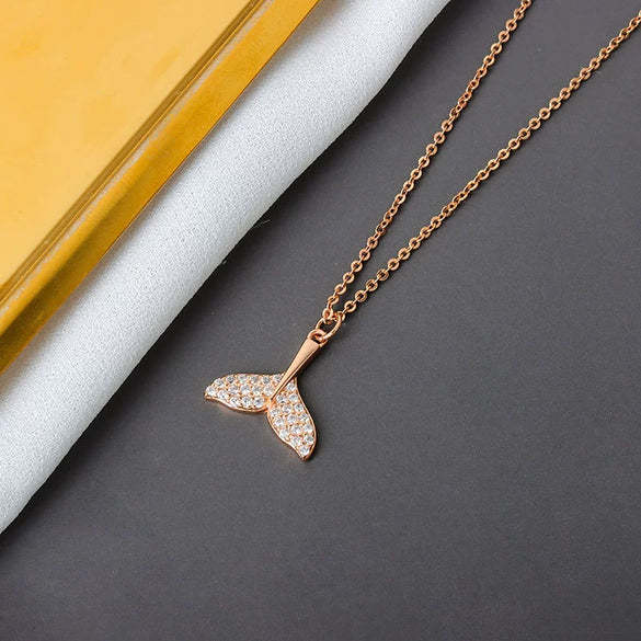 Women's Mermaid Pendant Necklace With Mixed Gem Inlay In 925 Sterling Silver Electroplated Clavicle Chain Animal Zodiac Style