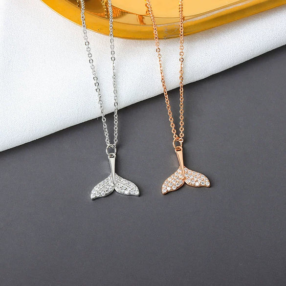 Women's Mermaid Pendant Necklace With Mixed Gem Inlay In 925 Sterling Silver Electroplated Clavicle Chain Animal Zodiac Style