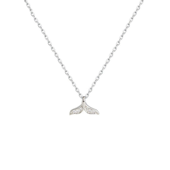 Women's Mermaid Tail And Dolphin Tail Zircon Micro Pendant Necklace Fashionable Fresh Jewelry With Copper Material Cross Chain And Mixed Gem Inlay Styling Animals Zodiac Design