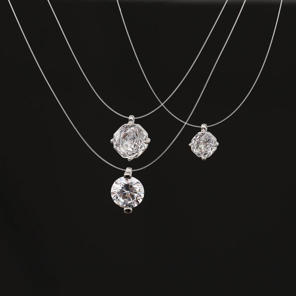 Women's Mermaid Tear Clavicle Chain Necklace Normcore Design Super Flash Zircon Pendant Alloy And Copper Material Geometric Pattern Electroplating Process