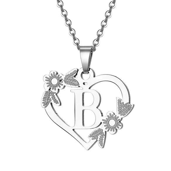 Women's Metal Alloy Necklace With Heart Flower Cut Out And Letters Pattern Electroplated O Word Chain