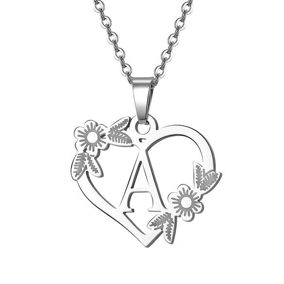 Women's Metal Alloy Necklace With Heart Flower Cut Out And Letters Pattern Electroplated O Word Chain