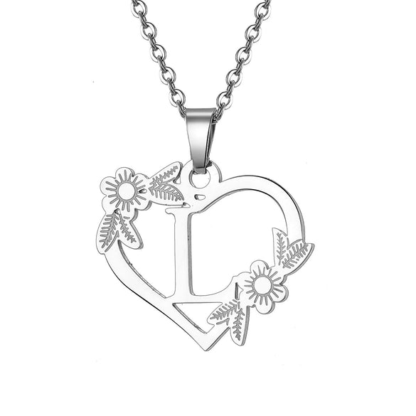 Women's Metal Alloy Necklace With Heart Flower Cut Out And Letters Pattern Electroplated O Word Chain