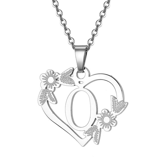Women's Metal Alloy Necklace With Heart Flower Cut Out And Letters Pattern Electroplated O Word Chain